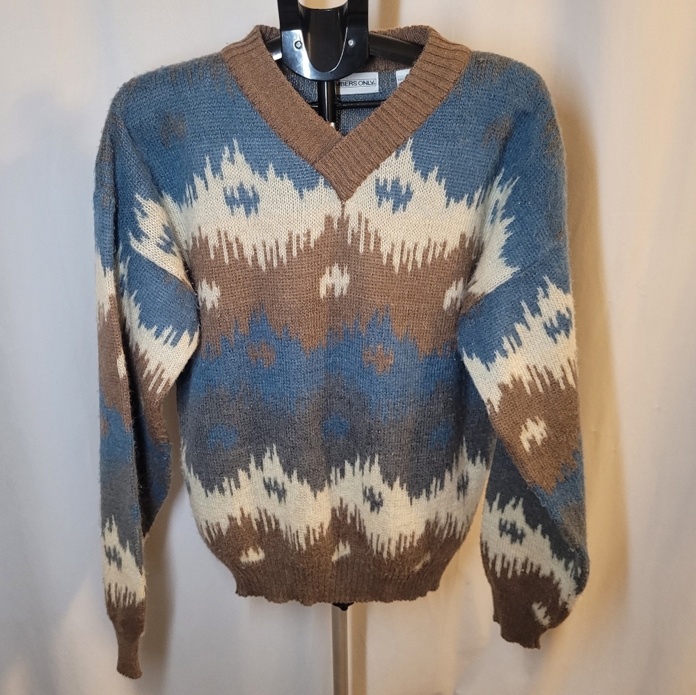 Vintage Member's Only Blue and Brown Sweater